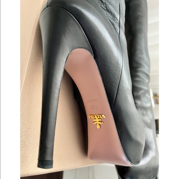 PRADA Soft Calf Leather High Heel Boots 39.5 - Picture 7 of 13